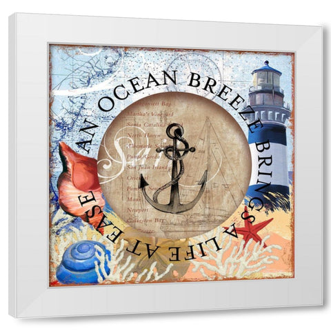 Circled Lighthouse 2 White Modern Wood Framed Art Print by Art Licensing Studio