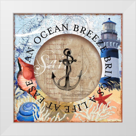 Circled Lighthouse 2 White Modern Wood Framed Art Print by Art Licensing Studio
