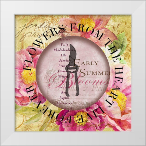 Circled Florals 1 White Modern Wood Framed Art Print by Art Licensing Studio