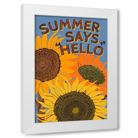Summer Says Hello White Modern Wood Framed Art Print by Art Licensing Studio