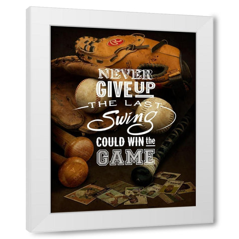 Never give up White Modern Wood Framed Art Print by Art Licensing Studio