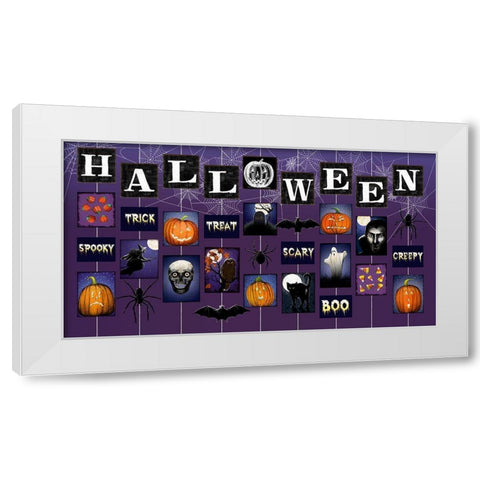 Halloween on Strings White Modern Wood Framed Art Print by Art Licensing Studio