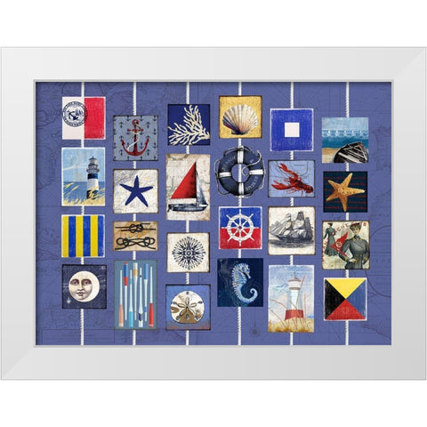 Nautical strings 1 White Modern Wood Framed Art Print by Art Licensing Studio