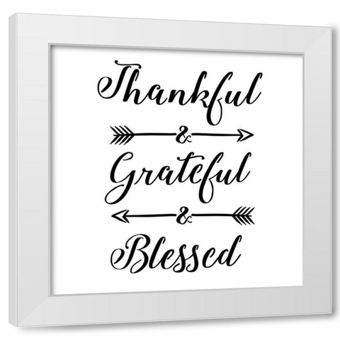 Thankful stencil Quote White Modern Wood Framed Art Print by Art Licensing Studio