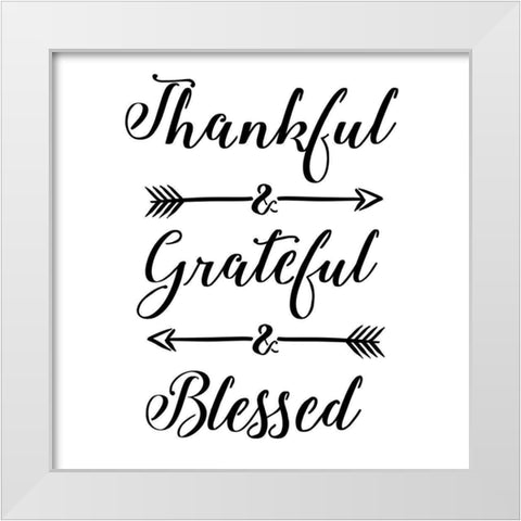 Thankful stencil Quote White Modern Wood Framed Art Print by Art Licensing Studio