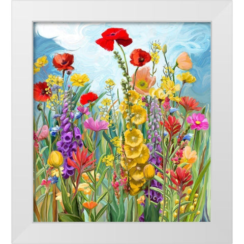 Floral Fields 1 White Modern Wood Framed Art Print by Art Licensing Studio