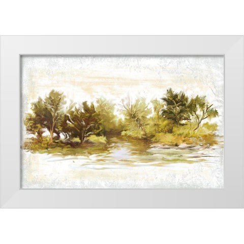 River Bank Bend White Modern Wood Framed Art Print by Art Licensing Studio