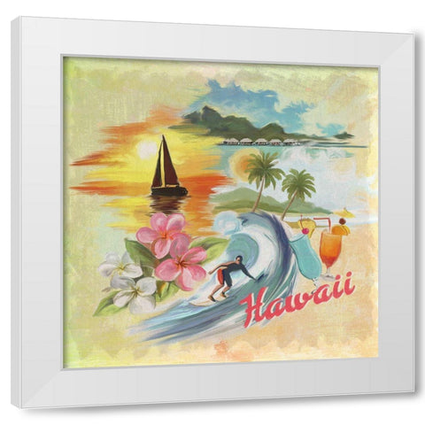 Hawaii Paradise Pattern White Modern Wood Framed Art Print by Art Licensing Studio