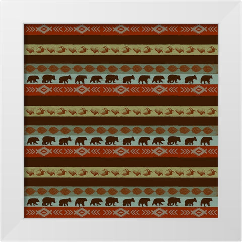 Stripe Pine and Bears White Modern Wood Framed Art Print by Art Licensing Studio