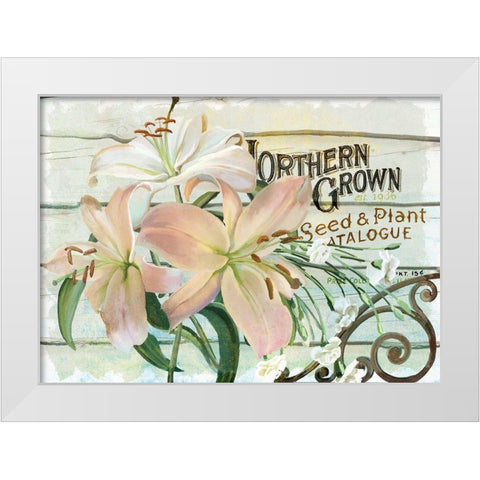 Farm Seed Lilies White Modern Wood Framed Art Print by Art Licensing Studio