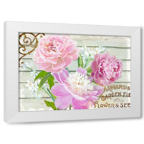 Farm Seed Peonies White Modern Wood Framed Art Print by Art Licensing Studio