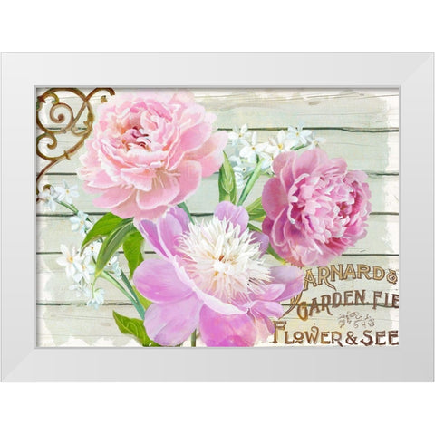 Farm Seed Peonies White Modern Wood Framed Art Print by Art Licensing Studio