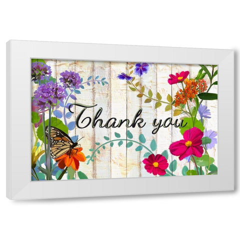 A Garden Thank you White Modern Wood Framed Art Print by Art Licensing Studio