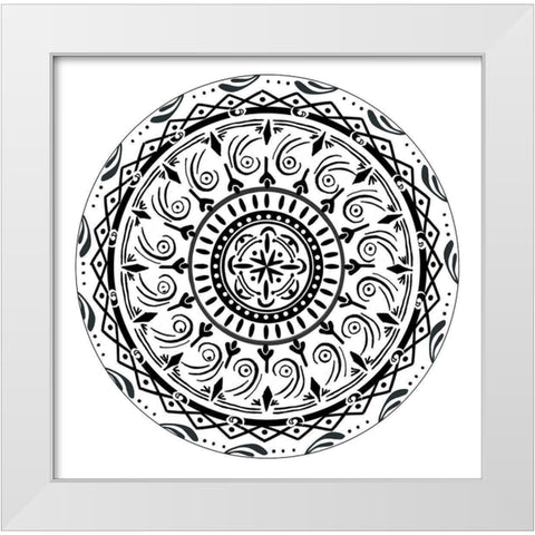 Aerial Swirl Circle White Modern Wood Framed Art Print by Art Licensing Studio