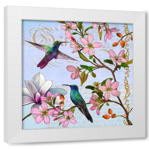 Hummingbird Botanical White Modern Wood Framed Art Print by Art Licensing Studio