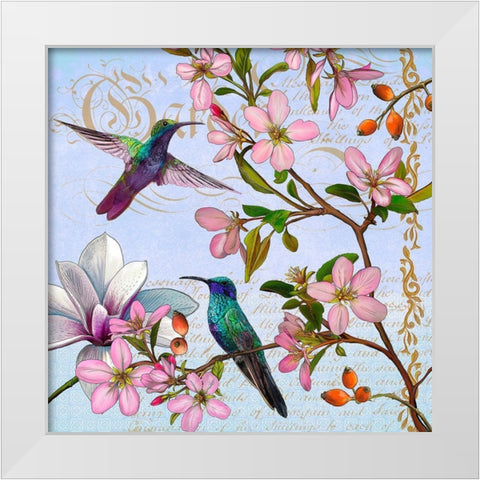 Hummingbird Botanical White Modern Wood Framed Art Print by Art Licensing Studio