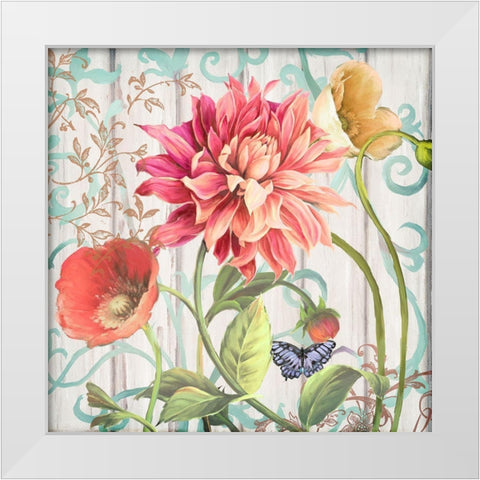 Dahlia Refresh White Modern Wood Framed Art Print by Art Licensing Studio