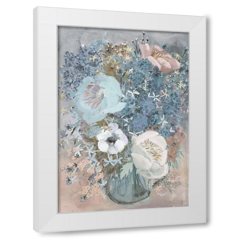 Summer Blues Bouquet White Modern Wood Framed Art Print by Art Licensing Studio