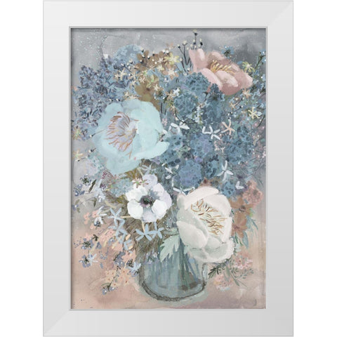 Summer Blues Bouquet White Modern Wood Framed Art Print by Art Licensing Studio