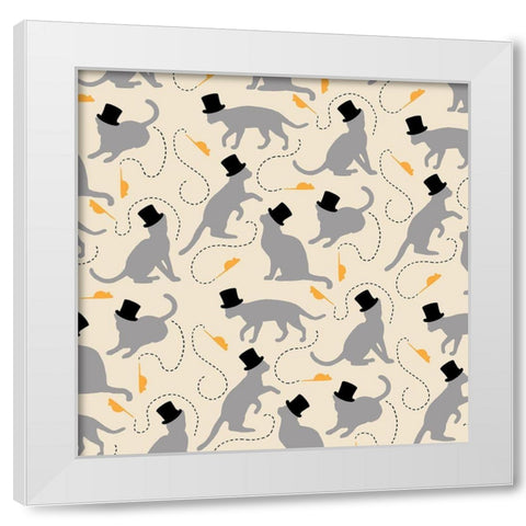Sophisticated Kitties White Modern Wood Framed Art Print by Art Licensing Studio