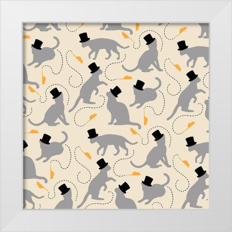 Sophisticated Kitties White Modern Wood Framed Art Print by Art Licensing Studio