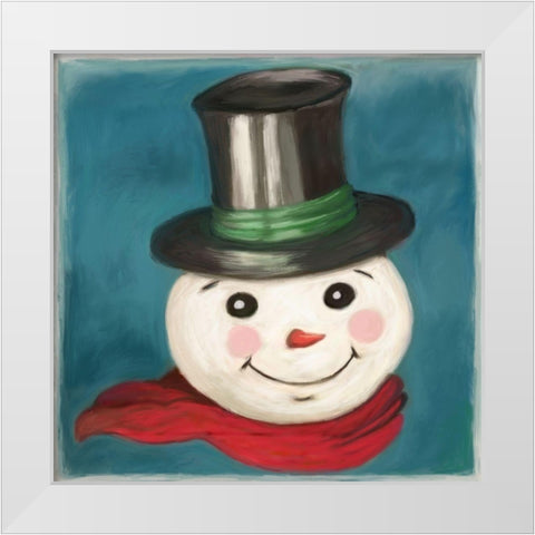 Happy Snowman White Modern Wood Framed Art Print by Art Licensing Studio