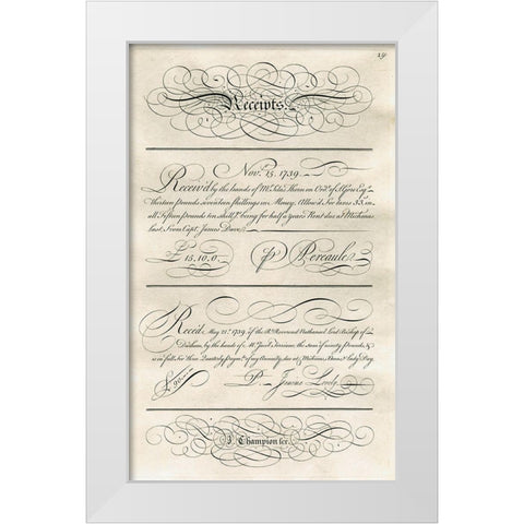 Receipts White Modern Wood Framed Art Print by Art Licensing Studio