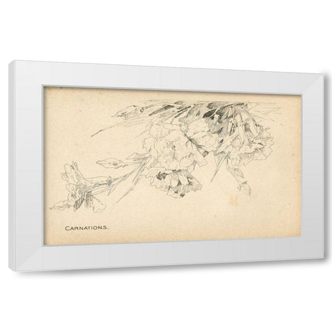 Carnations White Modern Wood Framed Art Print by Art Licensing Studio