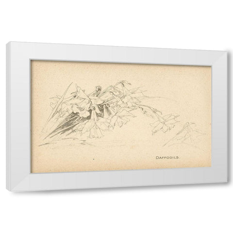 Daffodils White Modern Wood Framed Art Print by Art Licensing Studio