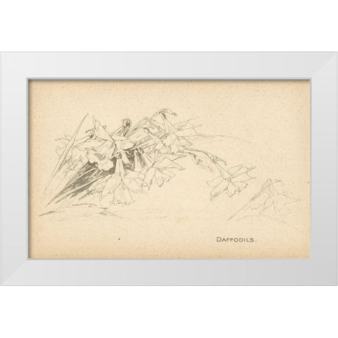 Daffodils White Modern Wood Framed Art Print by Art Licensing Studio