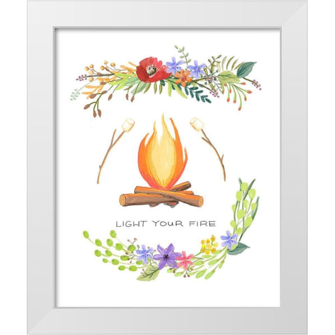 Sweet Adventure Fire White Modern Wood Framed Art Print by Art Licensing Studio