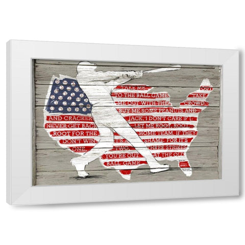 USA Flag and Batter White Modern Wood Framed Art Print by Art Licensing Studio