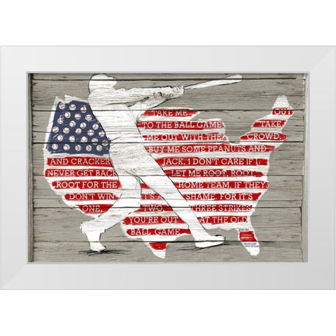 USA Flag and Batter White Modern Wood Framed Art Print by Art Licensing Studio
