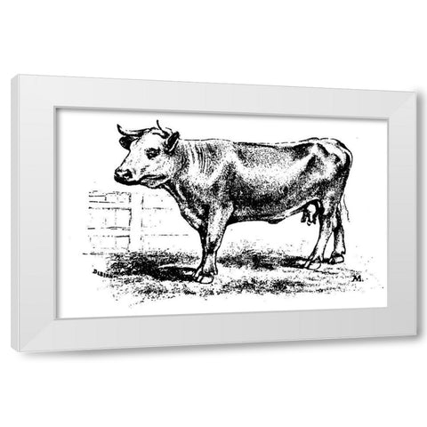 Barnyard Cow White Modern Wood Framed Art Print by Art Licensing Studio