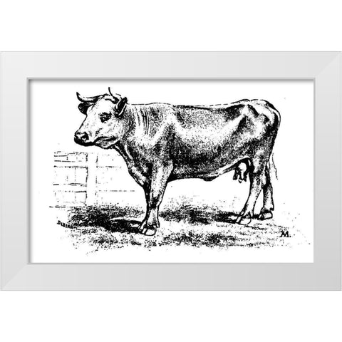 Barnyard Cow White Modern Wood Framed Art Print by Art Licensing Studio