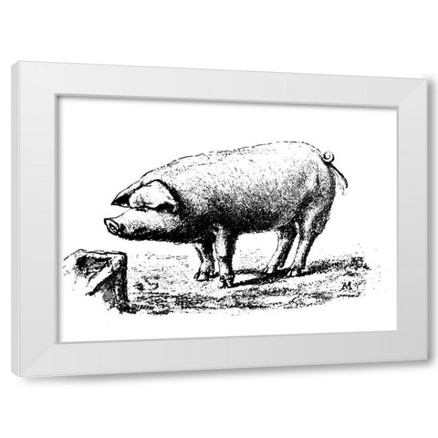 Nice Pig White Modern Wood Framed Art Print by Art Licensing Studio