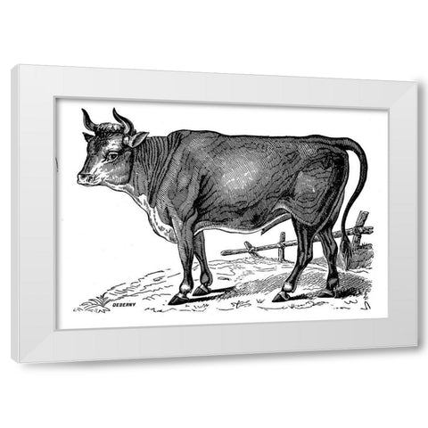 The Happy Cow White Modern Wood Framed Art Print by Art Licensing Studio