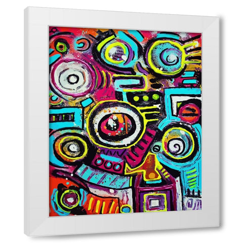 Boom Box Fiesta White Modern Wood Framed Art Print by Mcilwaine, Alloyius