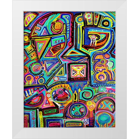 Machine Against The Rage White Modern Wood Framed Art Print by Mcilwaine, Alloyius