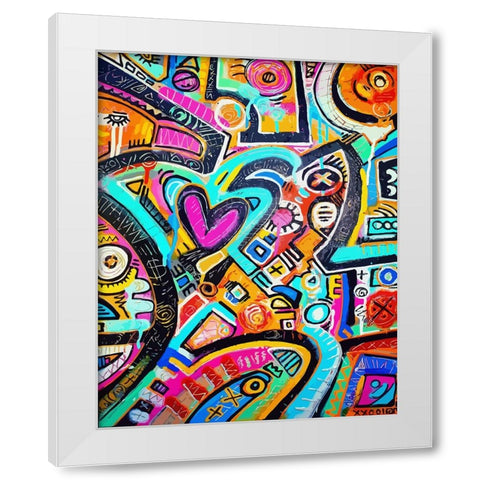 Peacock Love Shimmy White Modern Wood Framed Art Print by Mcilwaine, Alloyius
