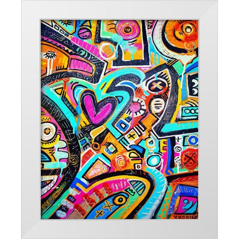 Peacock Love Shimmy White Modern Wood Framed Art Print by Mcilwaine, Alloyius