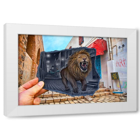 Pencil Vs Camera 63 - Roaring Lion White Modern Wood Framed Art Print by Heine, Ben
