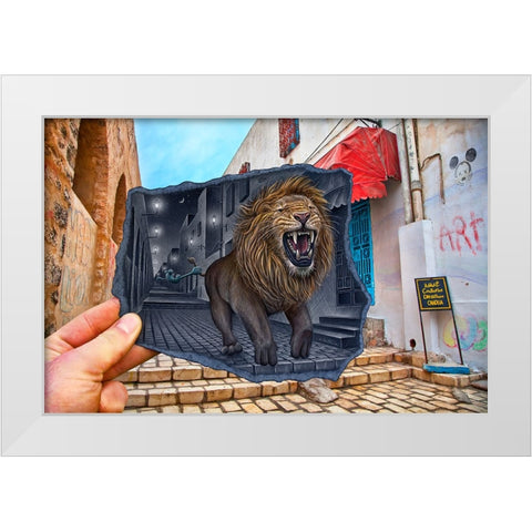 Pencil Vs Camera 63 - Roaring Lion White Modern Wood Framed Art Print by Heine, Ben