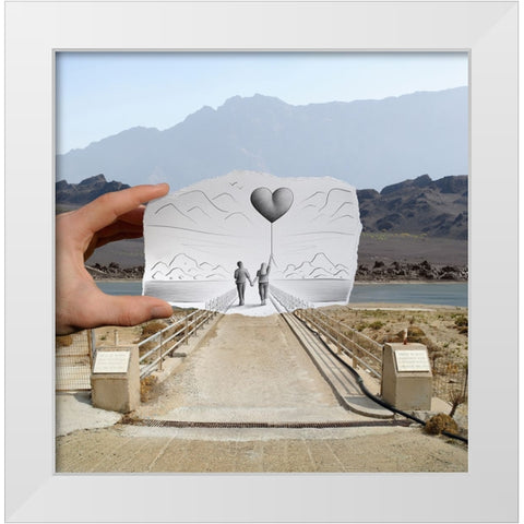 Pencil Vs Camera - Love Balloon White Modern Wood Framed Art Print by Heine, Ben