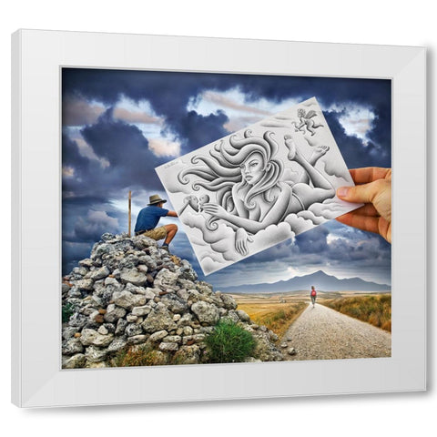 Pencil Vs Camera - 61 - Goddess White Modern Wood Framed Art Print by Heine, Ben