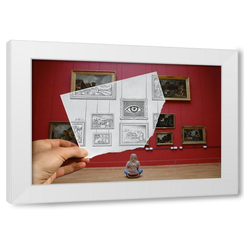 Pencil Vs Camera 7 - The Museum White Modern Wood Framed Art Print by Heine, Ben