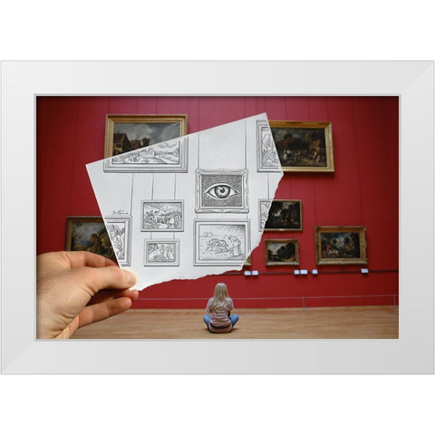 Pencil Vs Camera 7 - The Museum White Modern Wood Framed Art Print by Heine, Ben