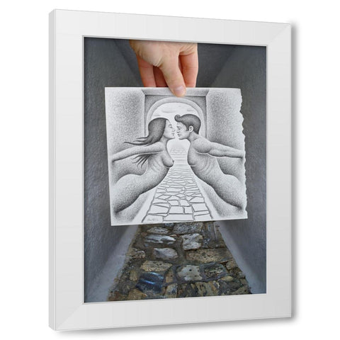 Pencil Vs Camera 43 - Loving Ghosts White Modern Wood Framed Art Print by Heine, Ben