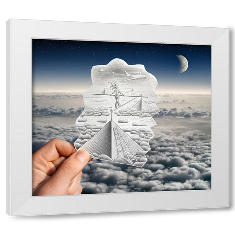 Pencil Vs Camera 52 - Sky Pyramids White Modern Wood Framed Art Print by Heine, Ben