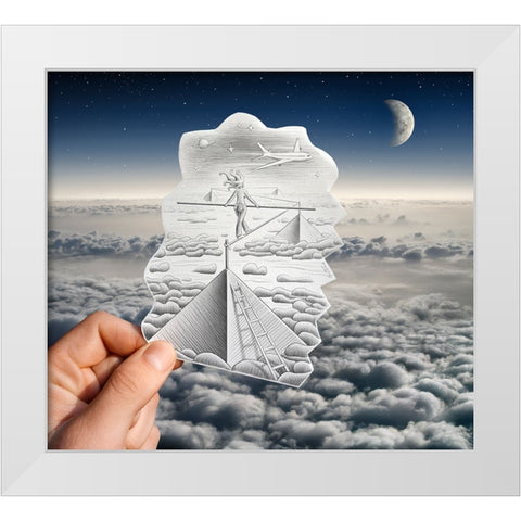 Pencil Vs Camera 52 - Sky Pyramids White Modern Wood Framed Art Print by Heine, Ben